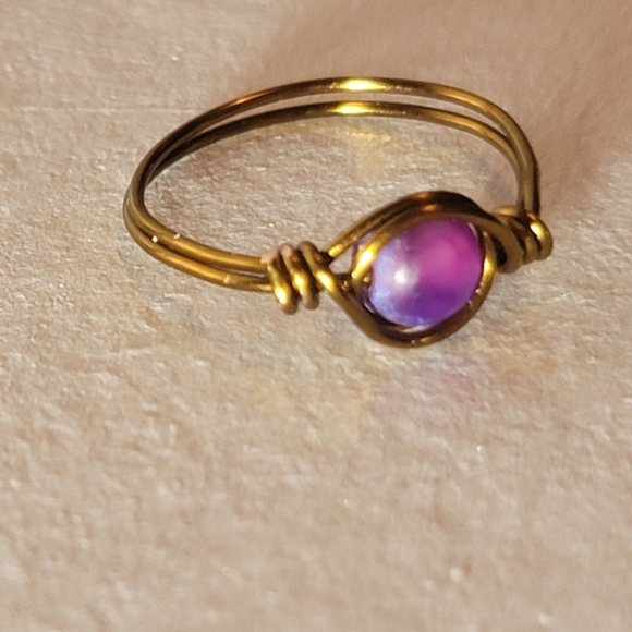 Purple Gemstone Wire Wrapped Ring Size 6.5 - Picture 5 of 8